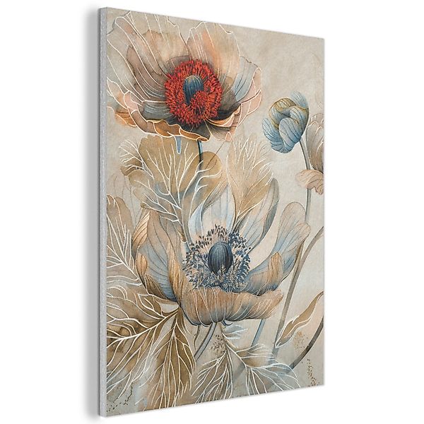 MuchoWow Gemälde Blumen - Beige - günstig online kaufen