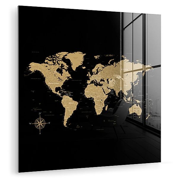 MuchoWow Acrylglasbild Weltkarte - Beige - günstig online kaufen