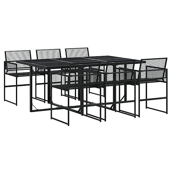 vidaXL 7-tlg Garten-Essgruppe Schwarz Poly Rattan Modell 17 günstig online kaufen