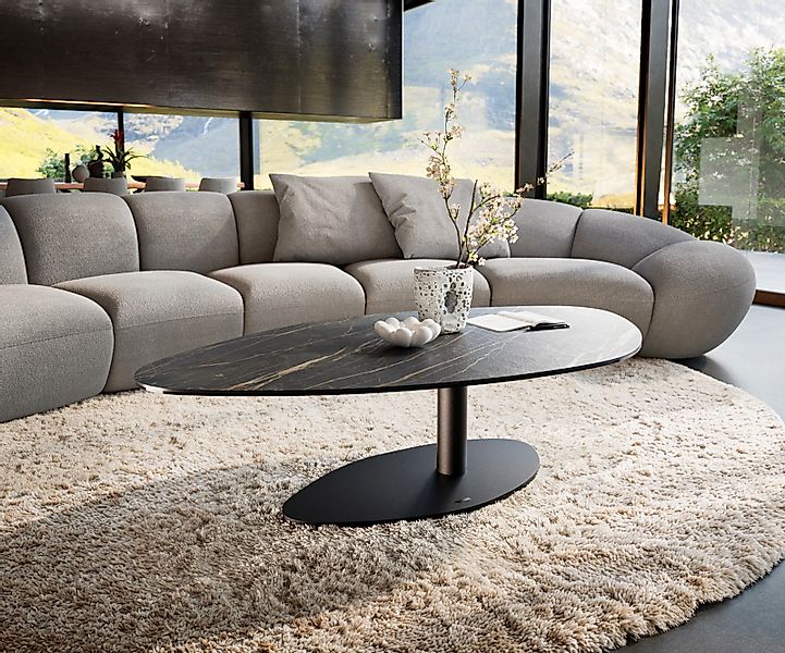 Couchtisch Edge Organisch 140x76 cm Keramik Laminam® Noir Desir Braun Viban günstig online kaufen