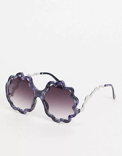 Jeepers Peepers – Runde Damen-Sonnenbrille mit gewelltem Rahmen in Schildpa günstig online kaufen