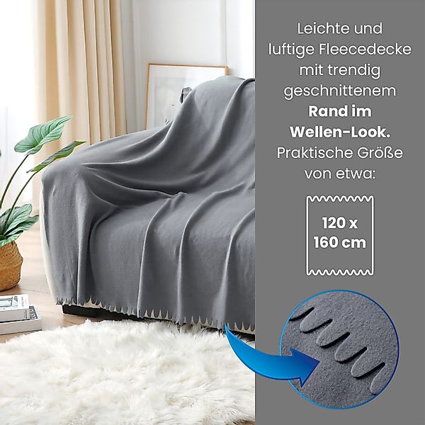 Wohndecke Fleecedecke WAVE ca. 120x160, wometo, günstig online kaufen