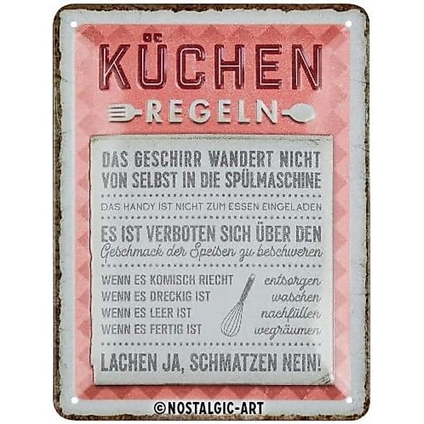 Nostalgic-Art Blechschild 15x20 cm - Küchen-Regeln günstig online kaufen