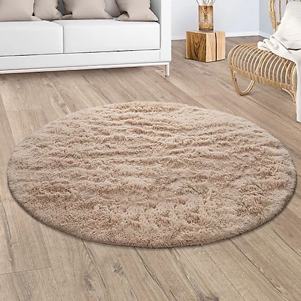 Paco Home Hochflor-Teppich »Silky 591«, rund, 37 mm Höhe, Uni Farben, beson günstig online kaufen