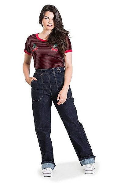 Hell Bunny Stoffhose Weston Denim Jeans Navy Blau Retro Vintage 50s Rockabi günstig online kaufen