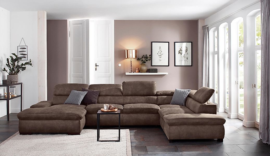 Home affaire Wohnlandschaft Alberto U-Form, mit günstig online kaufen