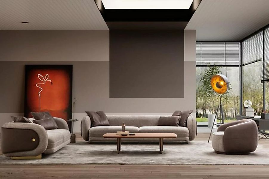 JVmoebel Sofa Luxus Sofagarnitur Sofa Braun Garnitur Sofas 4 3 1 Sitzer 3tl günstig online kaufen