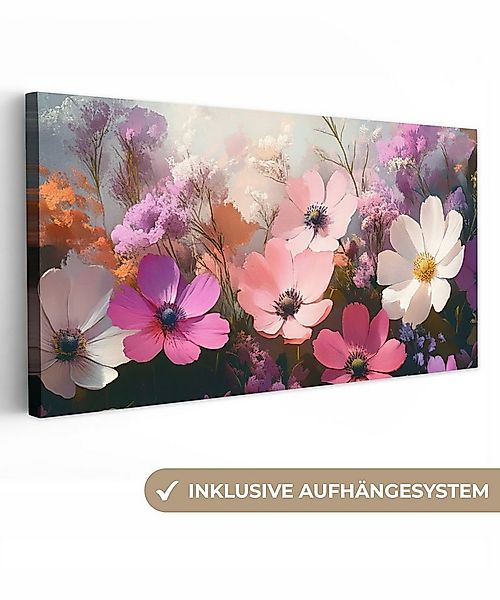OneMillionCanvasses® Leinwandbild Panorama Blumen - Bunt - Blühend, Fotodru günstig online kaufen