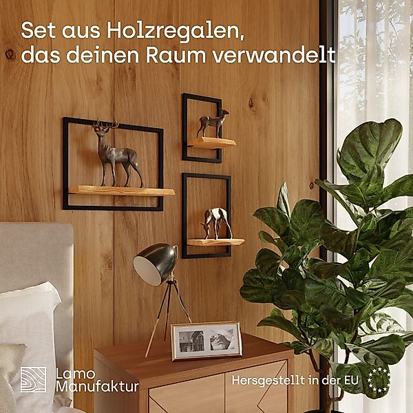 LAMO Manufaktur Wandregal Holz Set 3 günstig online kaufen