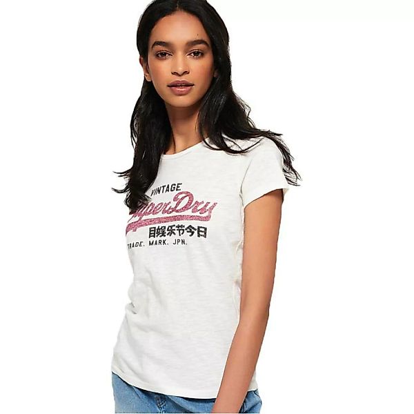 Superdry Vintage Logo Gingham Kurzarm T-shirt M Chalk White günstig online kaufen