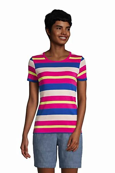 Kurzarm-Rippshirt Gestreift in Petite-Größe, Damen, Größe: XS Petite, Pink, günstig online kaufen