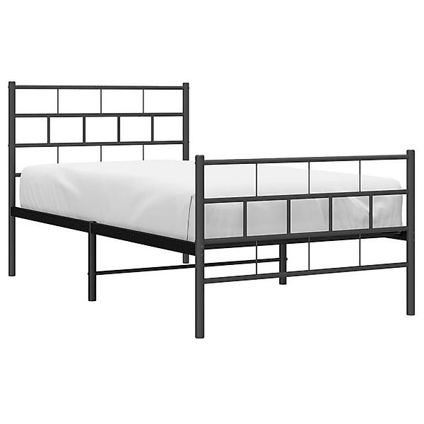 vidaXL Bettgestell, Bettrahmen mit Kopf- und Fußteil Metall Schwarz 100x200 günstig online kaufen