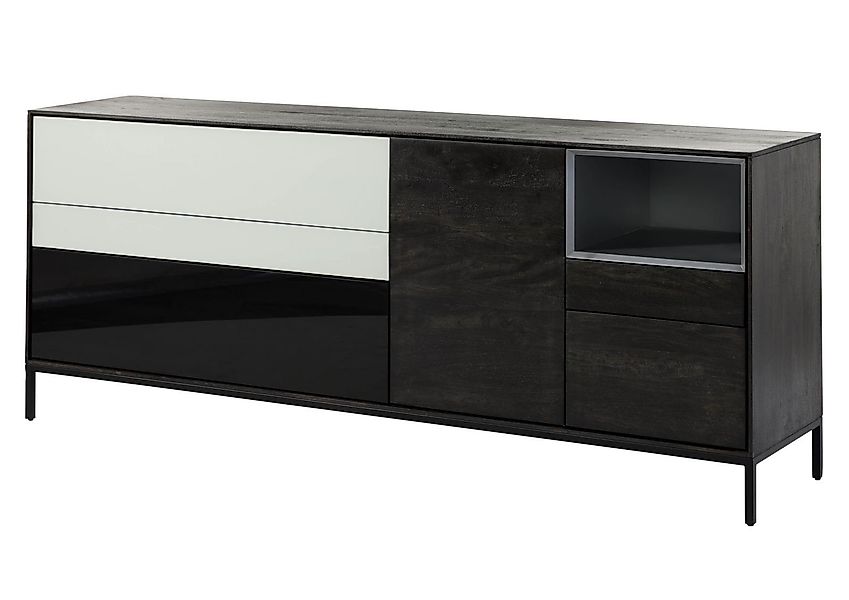 Massivmoebel24 Sideboard (Sideboard Mango 200x45x85 dunkelgrau günstig online kaufen