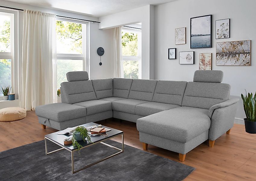 Home affaire Wohnlandschaft "Palmera U-Form, B: 308 cm" optional Bettfunkti günstig online kaufen