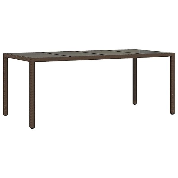 vidaXL Gartentisch mit Glasplatte Braun 190x90x75 cm Poly Rattan 365540 günstig online kaufen
