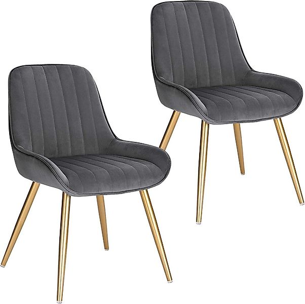 EUGAD Esszimmerstuhl (2 St), Retro, Sitzfläche aus Samt, mit Metallbeine günstig online kaufen