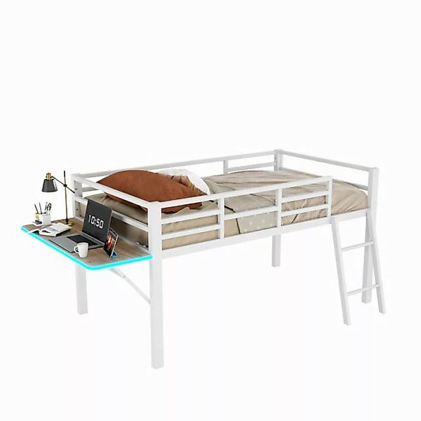 HAUSS SPOLE Kinderbett 90x200cm mit Schreibtisch, Ferngesteuertes LED-Licht günstig online kaufen