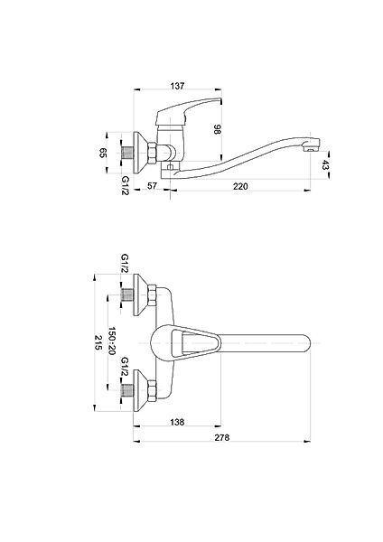 Hydroland Spültischarmatur Atut Einhebel Wandarmatur Küchenbatterie günstig online kaufen