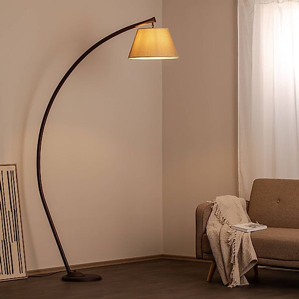 Stehleuchte Sinea, braun/sand, Höhe 110 cm, Eisen, Textil günstig online kaufen