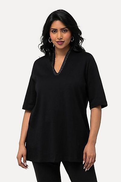 Ulla Popken T-Shirt T-Shirt A-Linie Kelchkragen Halbarm günstig online kaufen