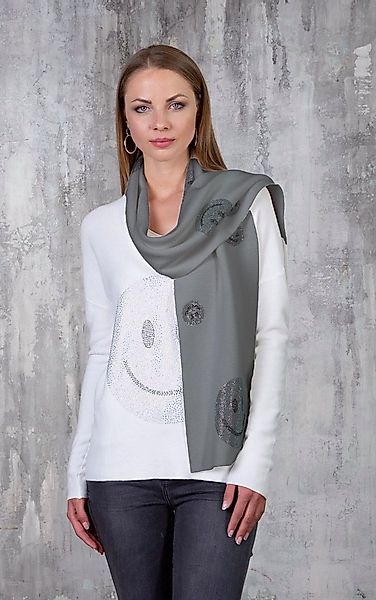 Passioni Strickschal mit Smiley-Motiven aus Strasssteinen günstig online kaufen