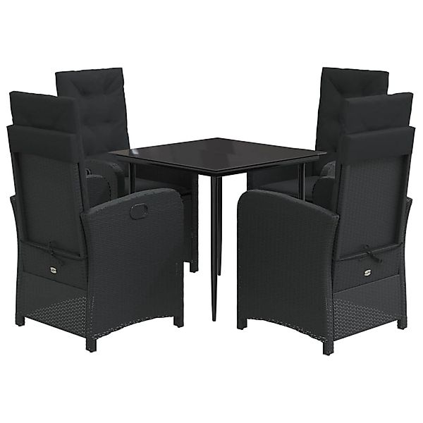 vidaXL 5-Tlg Garten-Essgruppe mit Kissen Schwarz Poly Rattan 3212311 günstig online kaufen