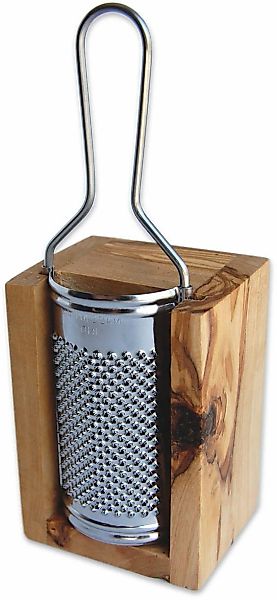 Olivenholz-erleben Käsereibe "für Hartkäse, aus Edelstahl mit Olivenholzbox günstig online kaufen