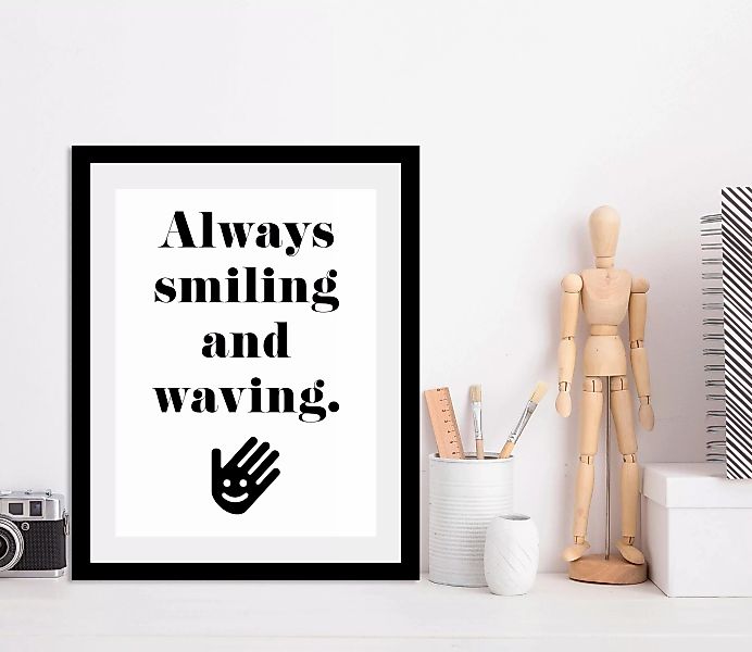 queence Bild "smile", Sprüche & Texte-Schriftzug-Schwarz-Weiß-Motivationsbi günstig online kaufen