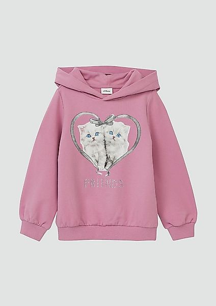 s.Oliver Sweatshirt Sweatshirt Hoodie mit Frontprint und Schmucksteinen günstig online kaufen