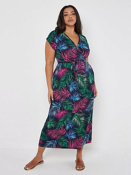 Apricot Sommerkleid mit Palmenmuster, in Wickeloptik günstig online kaufen