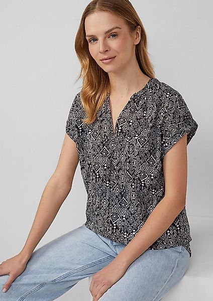 s.Oliver Kurzarmbluse Bluse Leichte Baumwoll-Bluse mit All-over-Print günstig online kaufen
