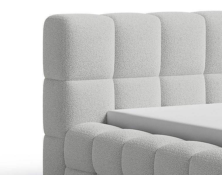 Chilly Möbel Polsterbett Verona Weiß Bouclé Stoff 160x200 cm mit Stauraum Q günstig online kaufen