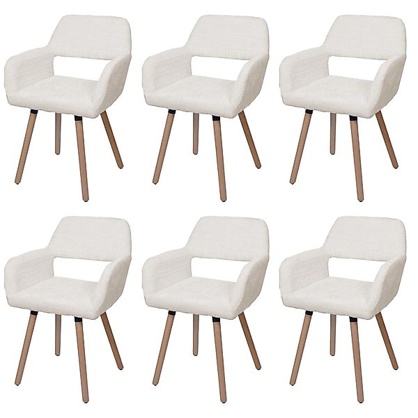 MCW Esszimmerstuhl A50 II 6er-Set Creme Stoff/Textil Chenille 465g/m² günstig online kaufen