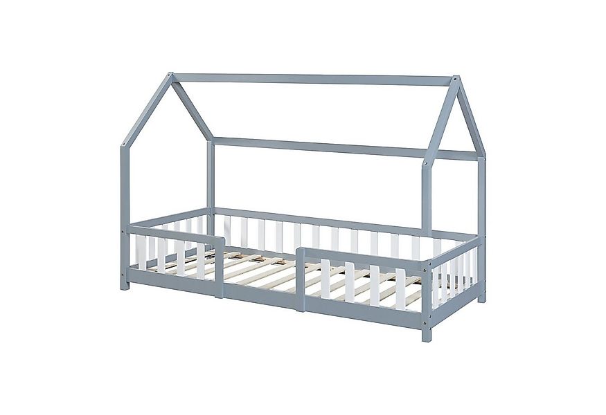 en.casa Kinderbett, »Sisimiut« Haus-Optik mit Rausfallschutz 90x200cm Hellg günstig online kaufen