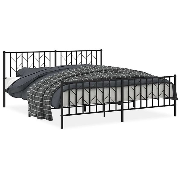 vidaXL Bettgestell mit Kopf- und Fußteil Metall Schwarz 183x213 cm 374460 günstig online kaufen