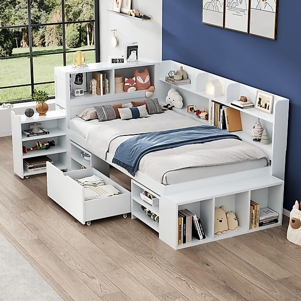 Ulife Kinderbett Jugendbett, multifunktionales Holzbett mit günstig online kaufen