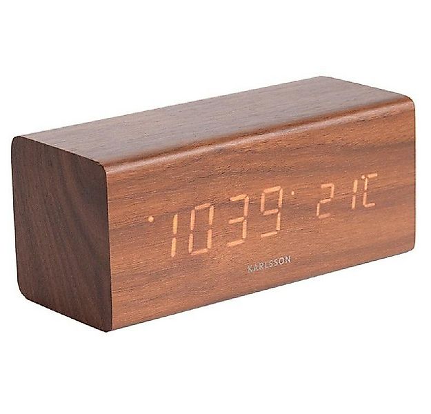 Karlsson Uhr Wecker Block Dark Wood White (16x7,2x7cm) günstig online kaufen