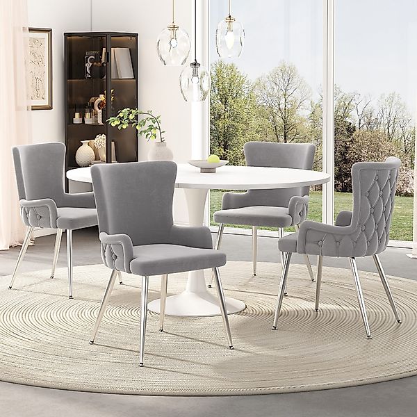 Flieks Esszimmerstuhl (Set, 4 St), 4er Set Polsterstühle Küchenstühle Samt günstig online kaufen
