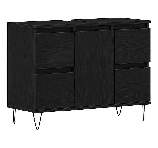 vidaXL Badezimmerspiegelschrank Waschbeckenschrank mit Tür Schwarz Eichen-O günstig online kaufen