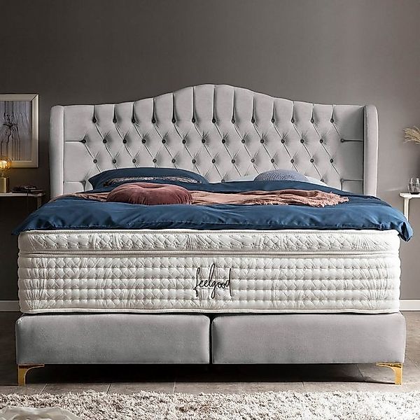 BettCo Boxspringbett Maison (in Silber Samt, günstig online kaufen