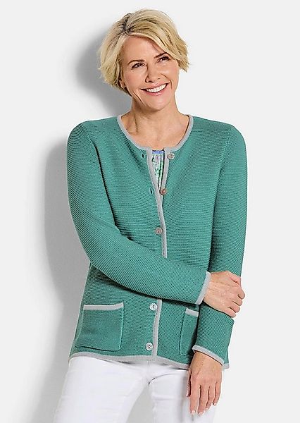 GOLDNER Strickjacke Kurzgröße: Elegante Strickjacke mit Taschen Strukturjac günstig online kaufen
