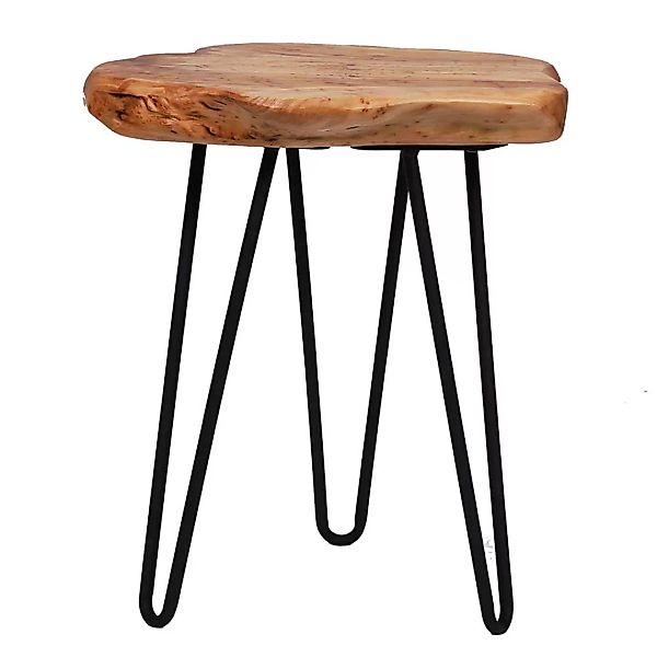Design Beistelltisch aus Zeder Massivholz und Metall Baumscheiben Tischplat günstig online kaufen
