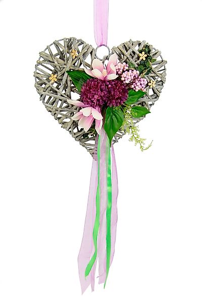 Kunstkranz Herz aus Holz mit künstlichen günstig online kaufen