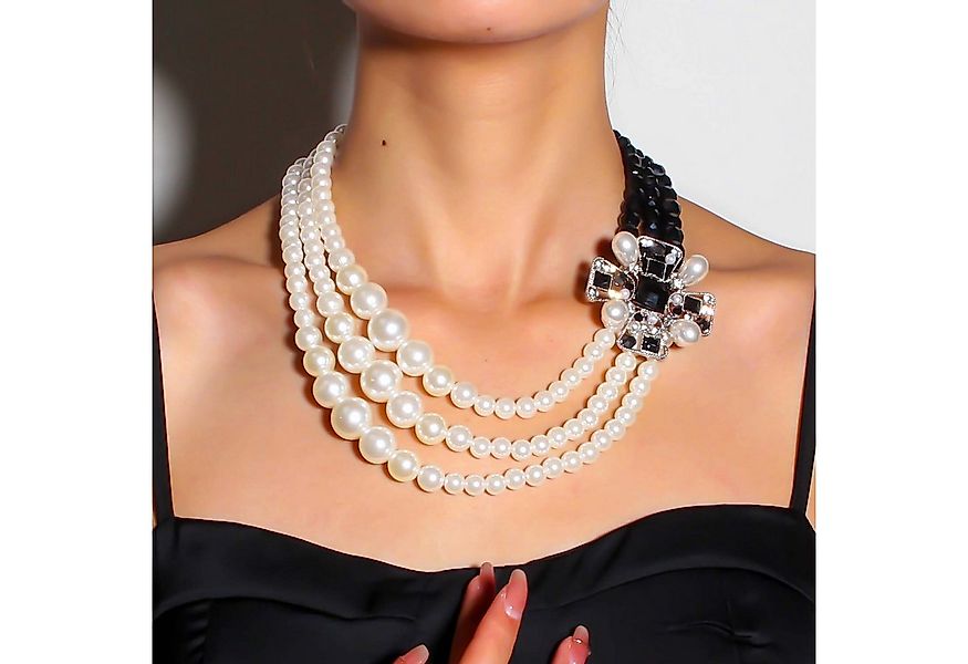 trends for living Ketten-Set Halskette Diamantbesetzte geometrische quadrat günstig online kaufen