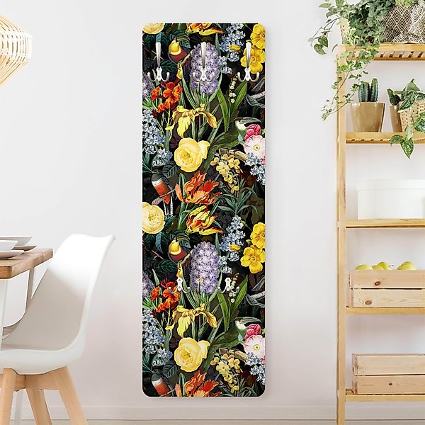 Wandgarderobe Blumen mit Tropischen Vögeln Bunt günstig online kaufen