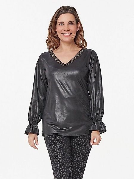 MONACO blue Langarmshirt Lederimitatbluse koerpernah in Satinlederoptik günstig online kaufen