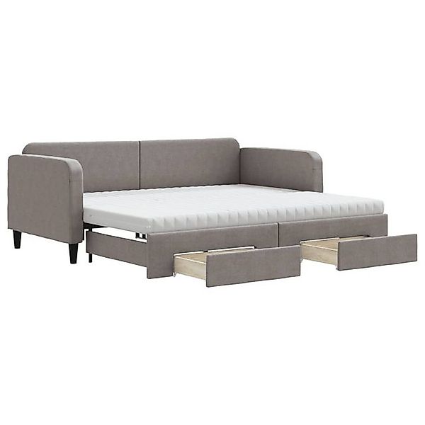 vidaXL Bett Tagesbett Ausziehbar mit Schubladen Taupe 90x200 cm Stoff günstig online kaufen