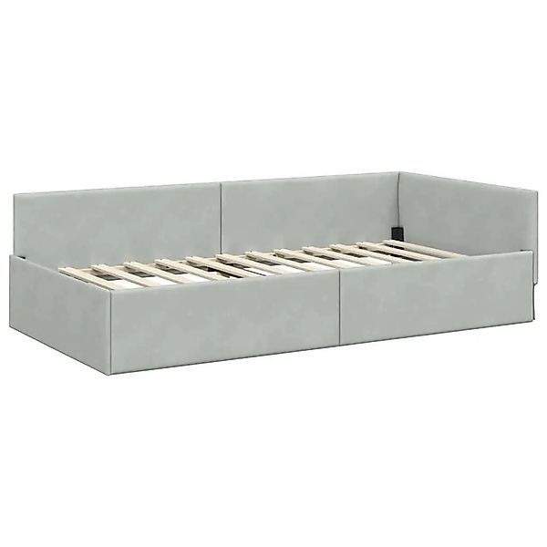 vidaXL Eckbettgestell mit Kopfteil Hellgrau 90 x 200 cm Stoff 42016081 günstig online kaufen