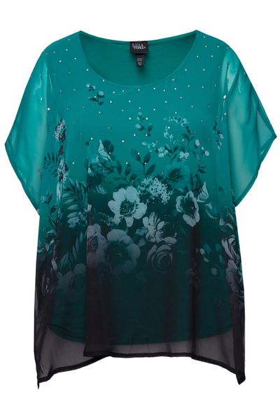 Ulla Popken Druckbluse Blusenshirt oversized Chiffon günstig online kaufen