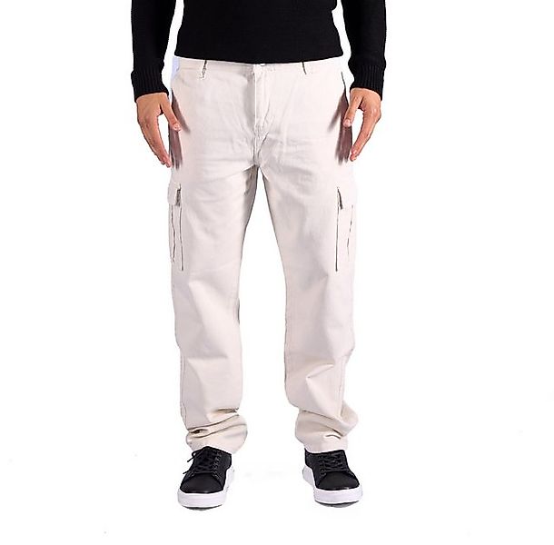 Denim House Cargojeans Herren Baggy Cargo Freizeithose Creme W32/L32 günstig online kaufen